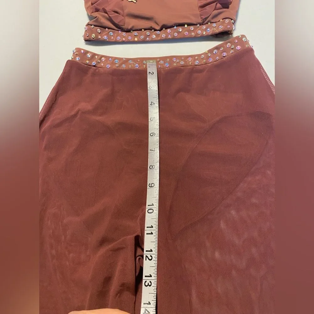 Weissman dance costume 2 piece GOLDEN HOUR SM12288 pant top SA-Small adult